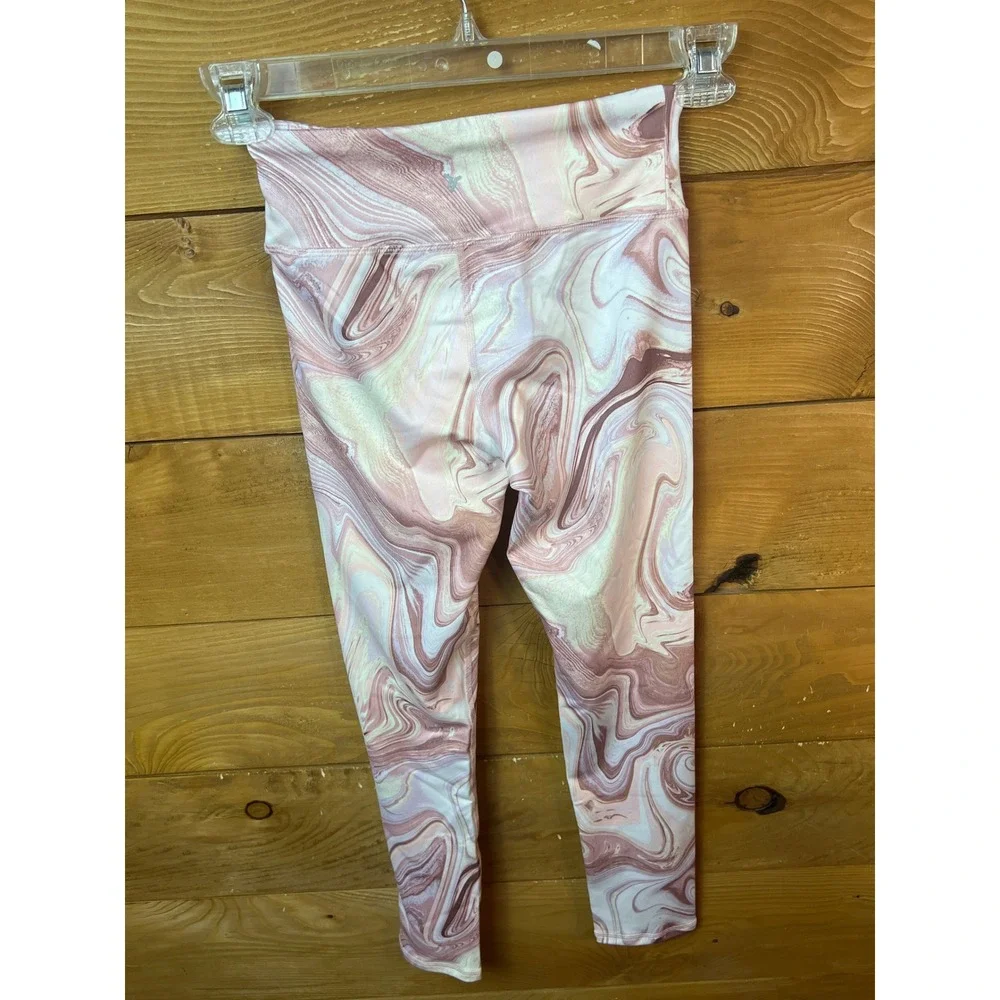 Old Navy‎ Active Leggings Girls Large (10-12) Pink Swirl PowerSoft High Rise Gym